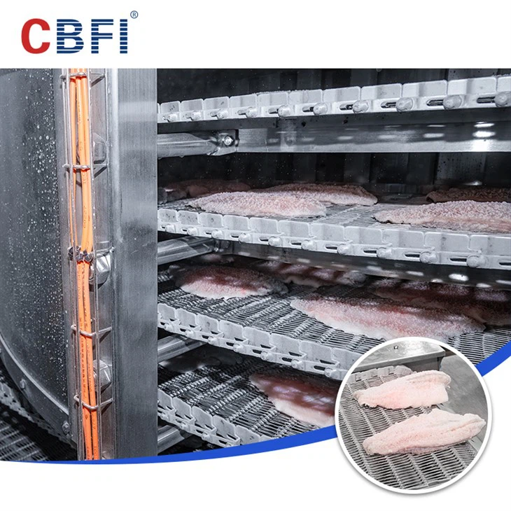 500 kg/t iqf dobbel spiralfryser for fisk